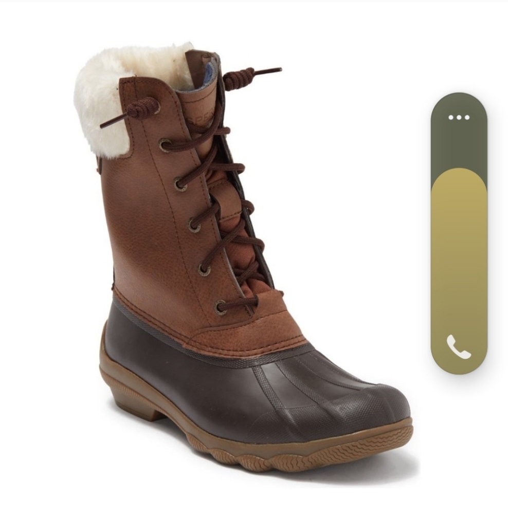 Women Sperry Top Slidder Syren Tall Brown/tan Duck Winter Boots. Size 8.